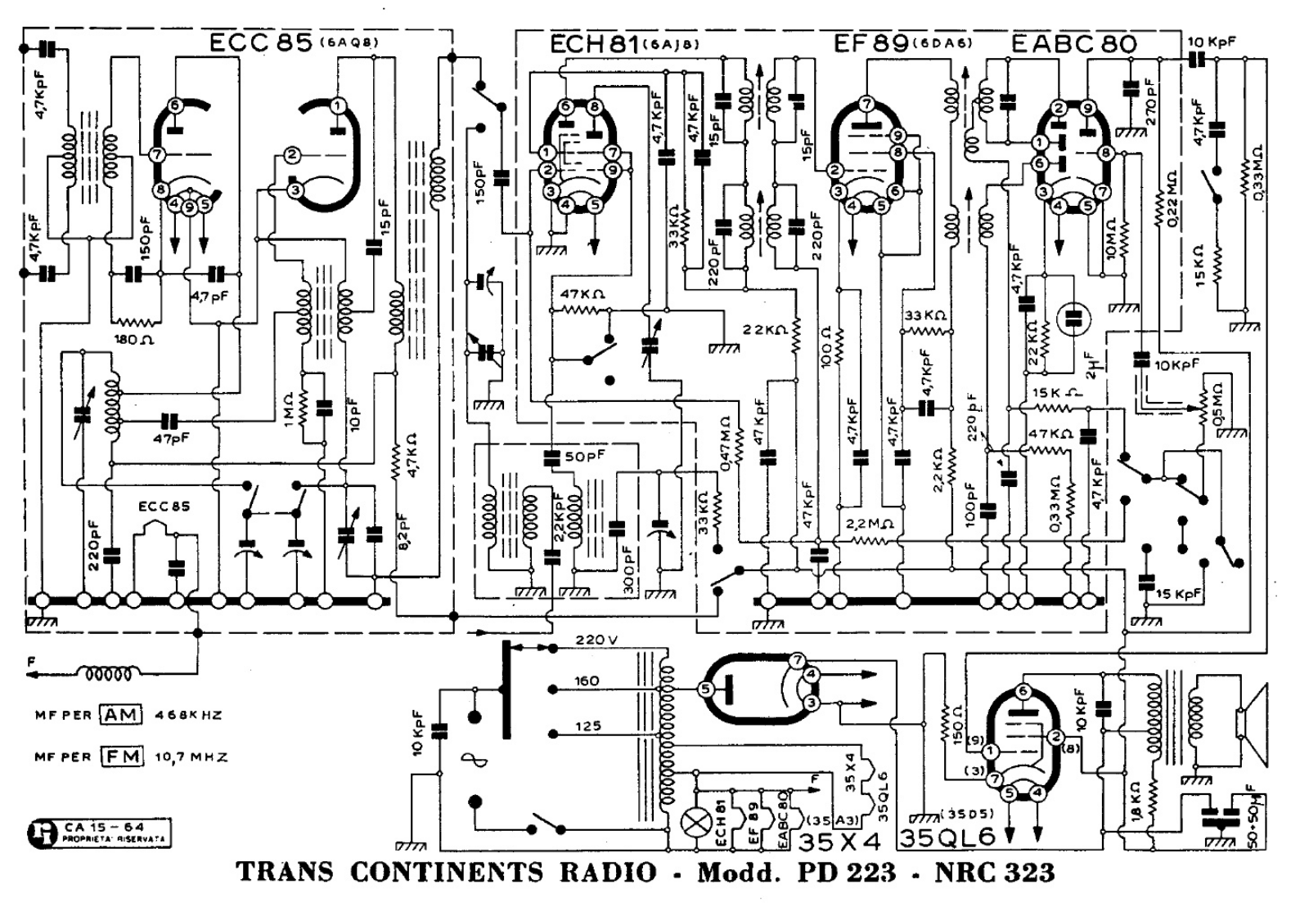 Trans Continents Radio pd223, nrc323 schematic