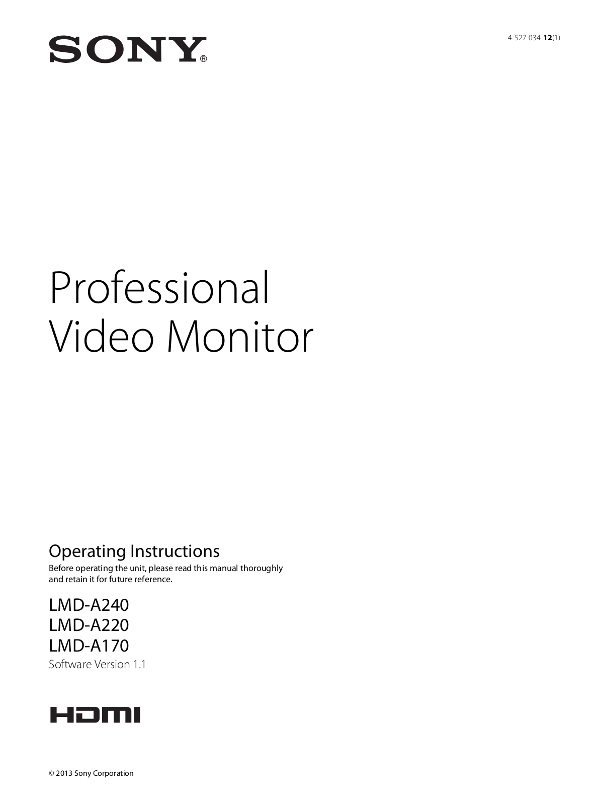 Sony LMD-A240, LMD-A220, LMD-A170 Operating Instructions