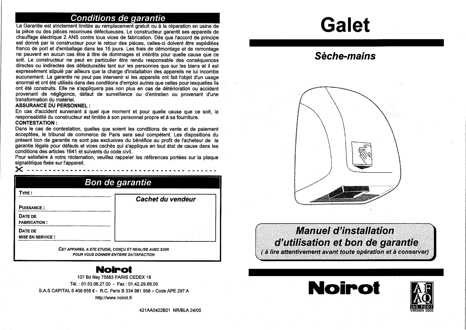 Noirot GALET User Manual