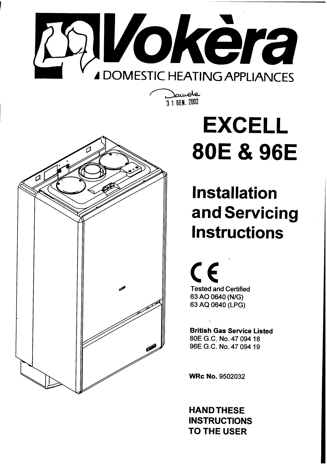 Vokera Excell 80 E User guide