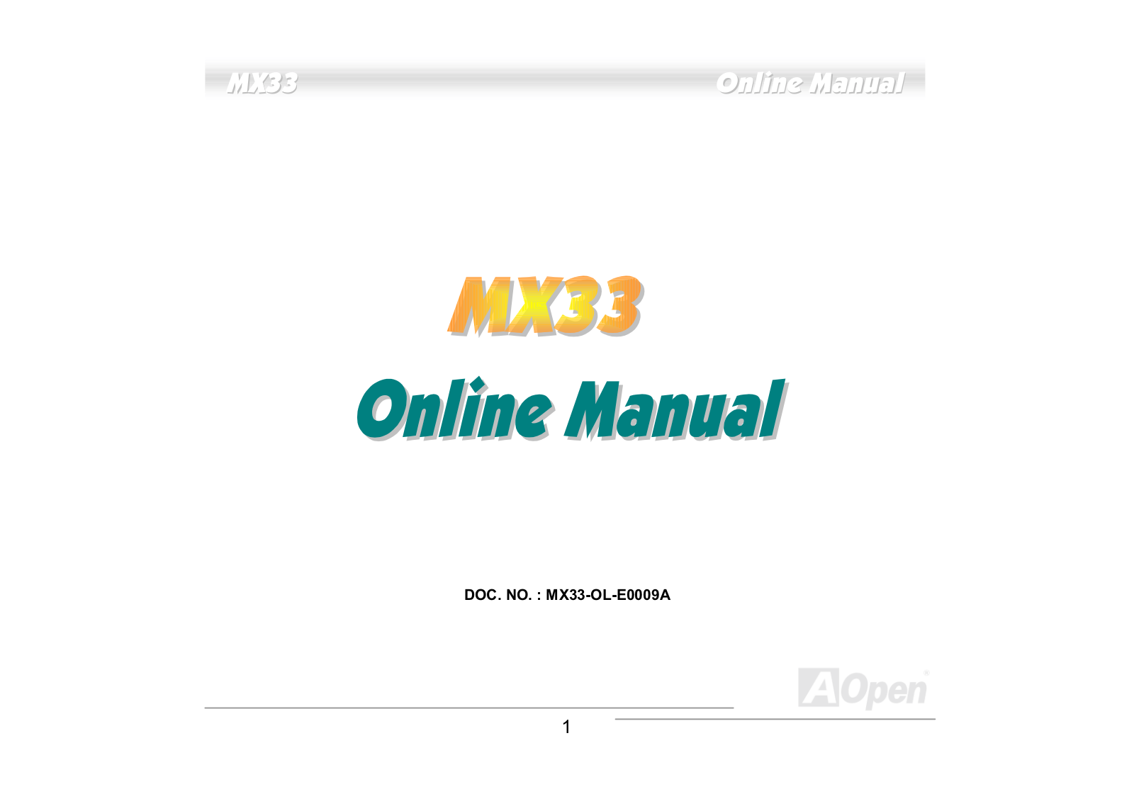 AOpen MX33 User Manual