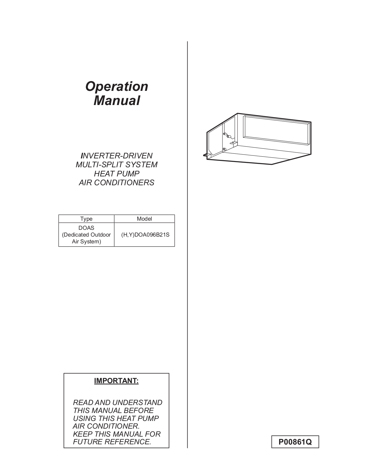 Johnson Controls DOAS Series, DOA096B21S, HDOA096B21S, YDOA096B21S Operation Manual