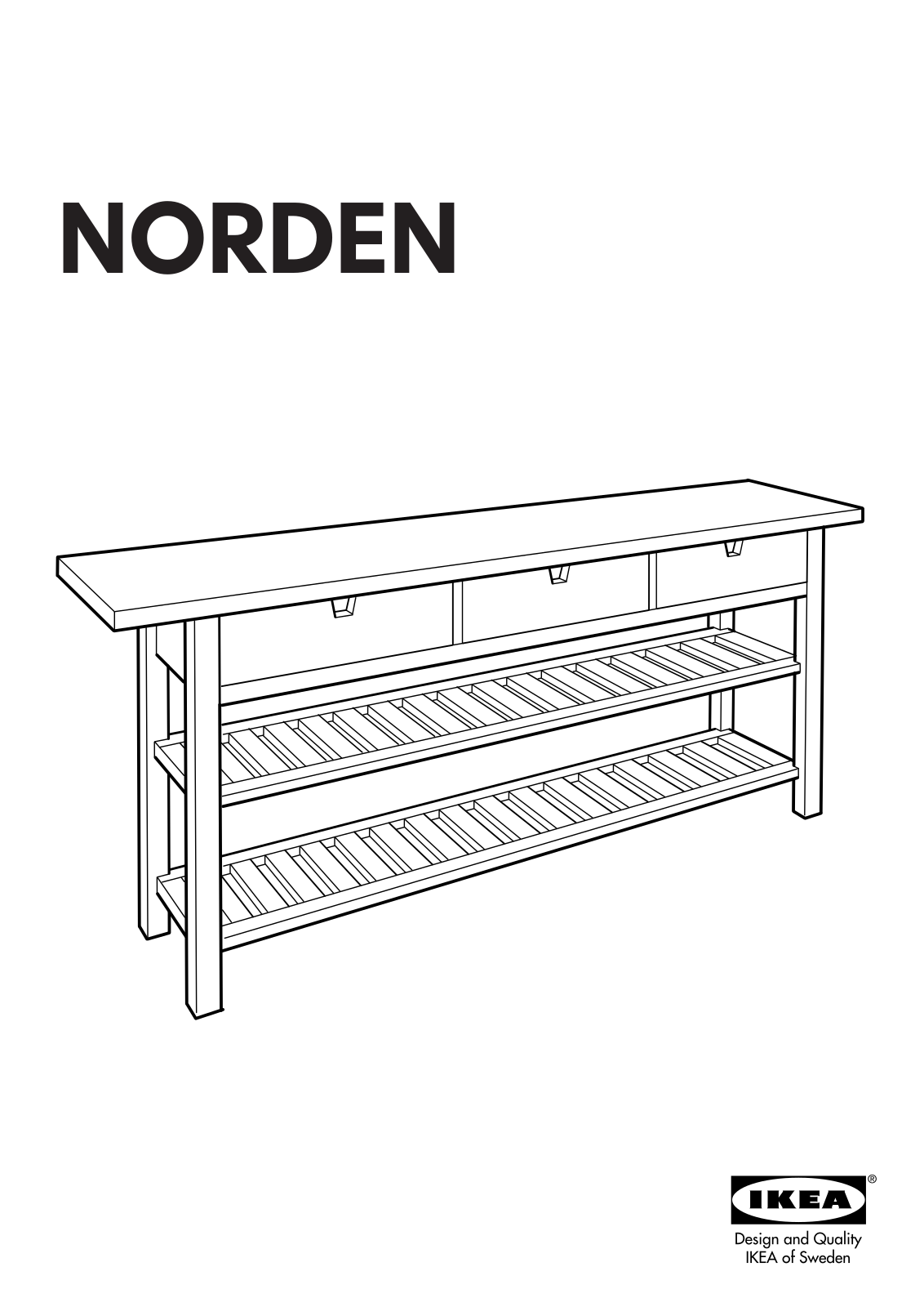 IKEA NORDEN OCCASIONAL TABLE 74X35 3-8 Assembly Instruction