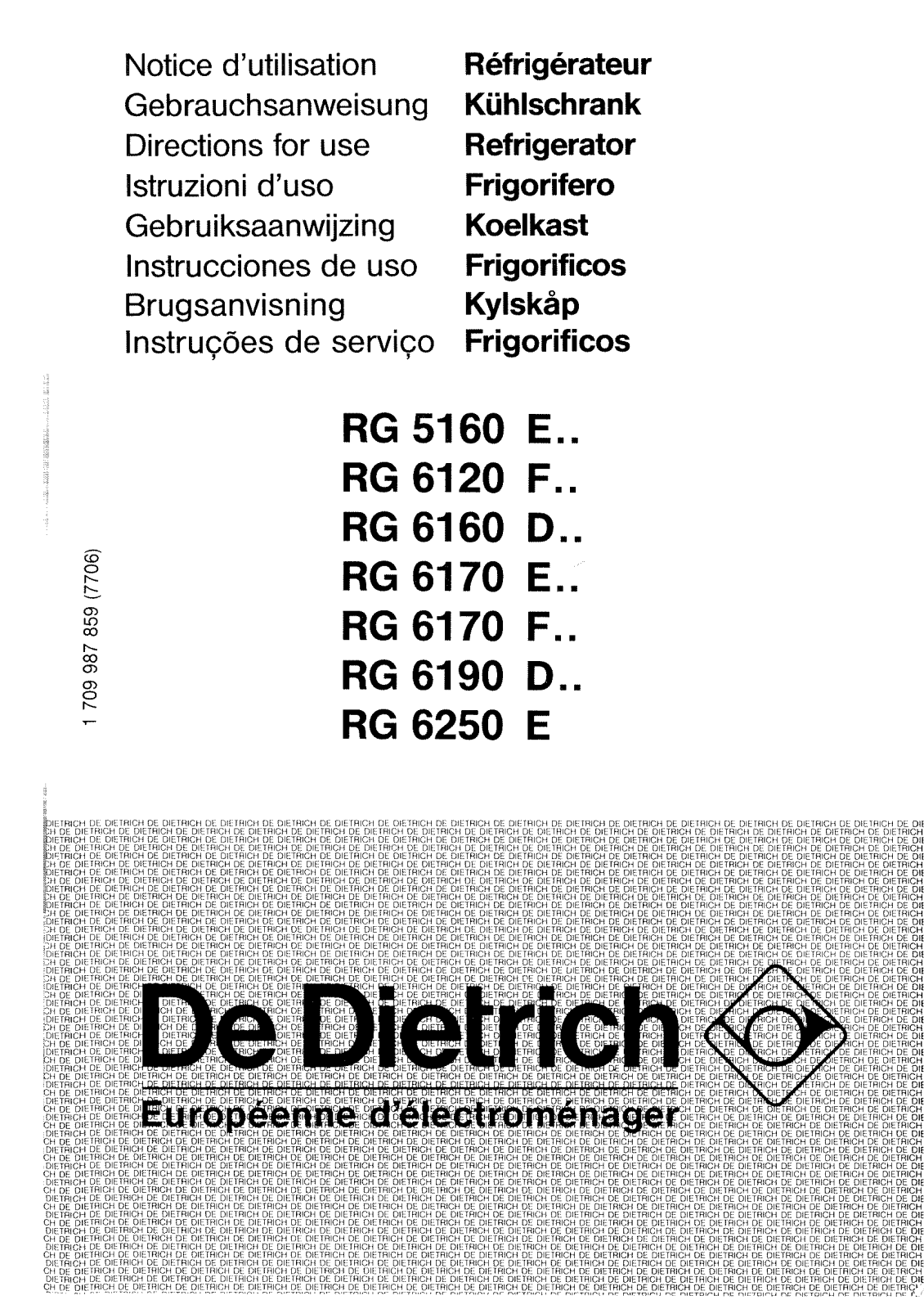 De dietrich rg 5160e, rg 6120f, rg 6160d, rg 6170e, rg 6170f User Manual
