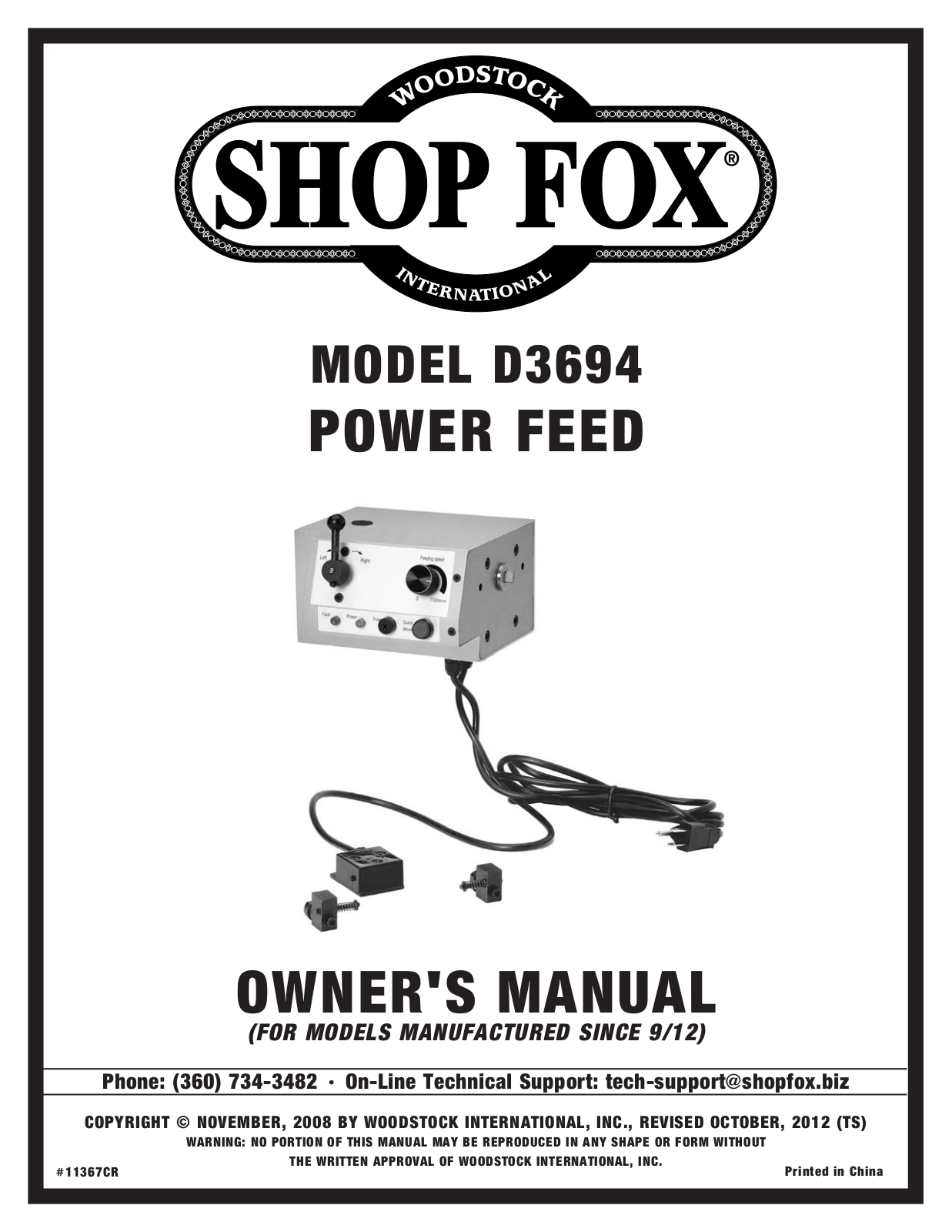 Shop fox D3694 User Manual