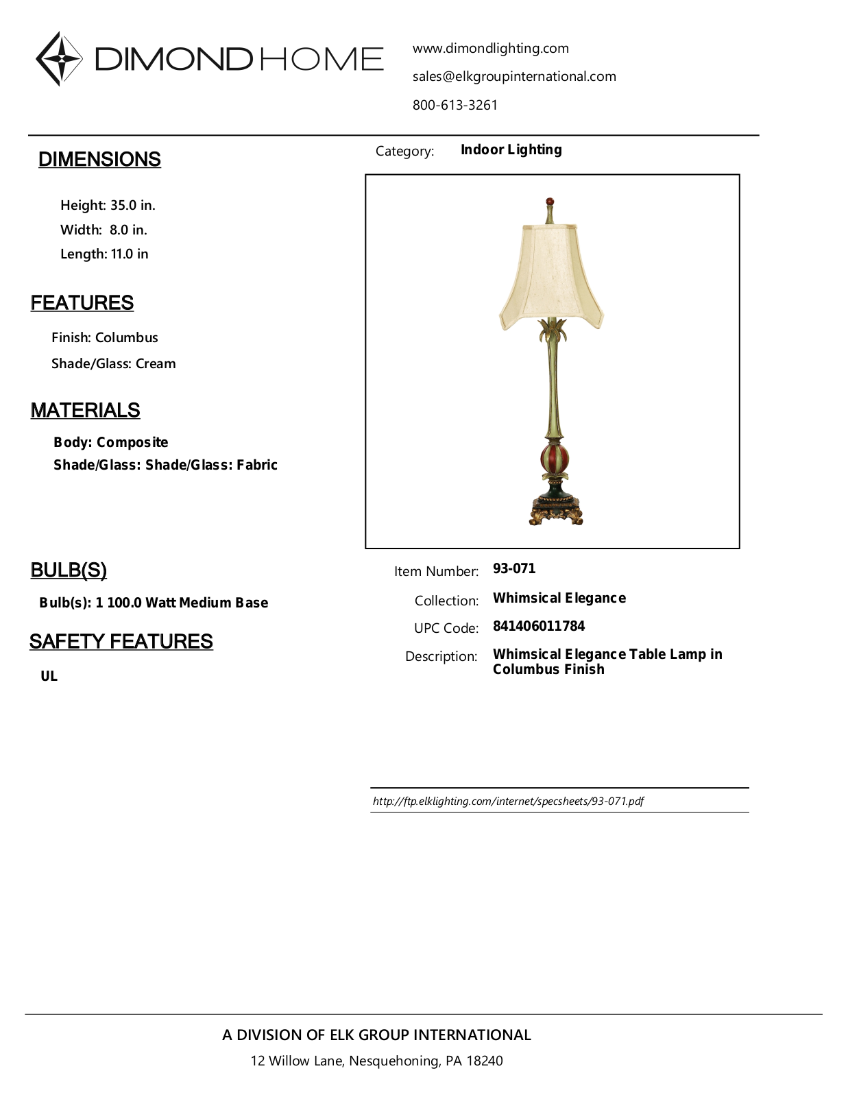 ELK Home 93071 User Manual