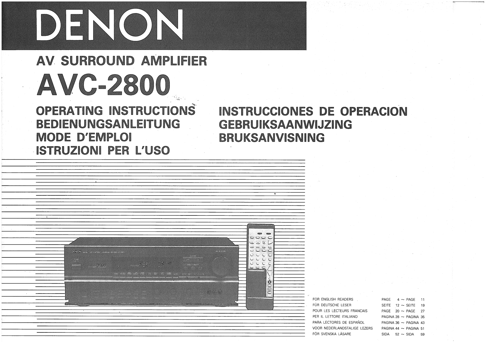 Denon AVC-2800 Owner's Manual