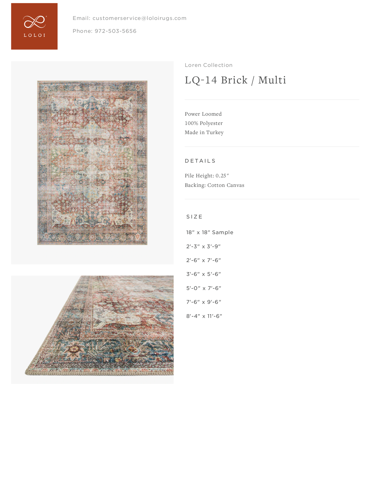 Loloi Rugs LQ-14 Brick / Multi Tearsheet