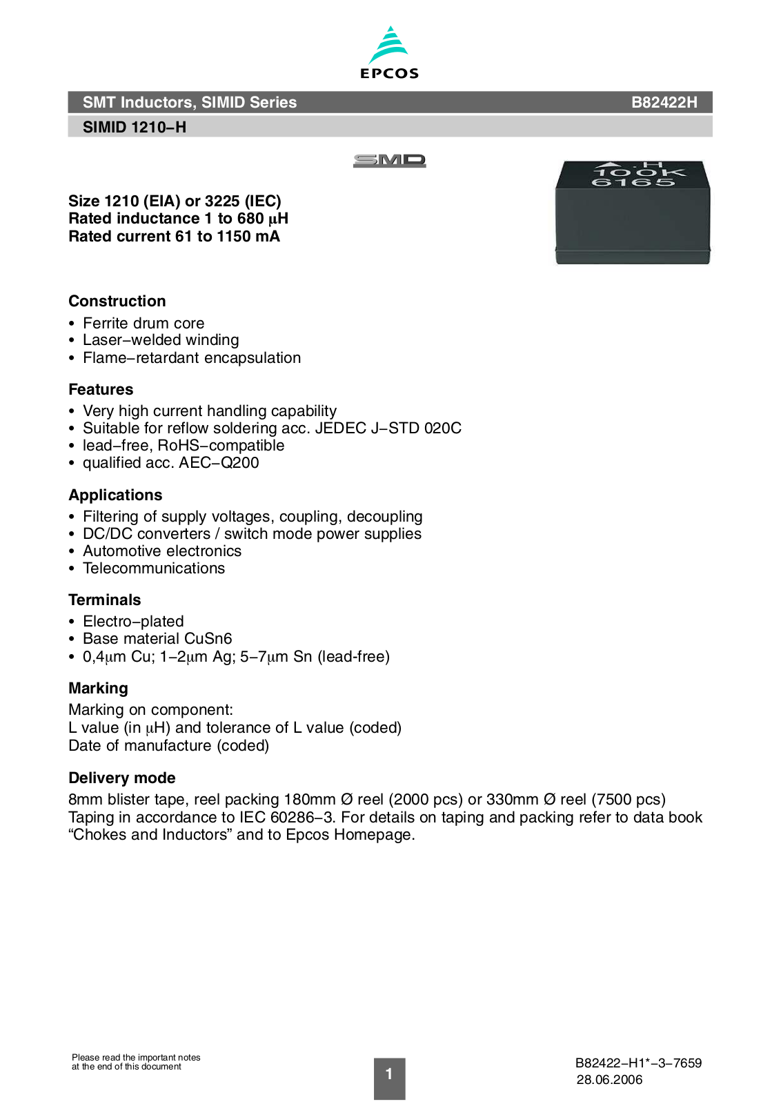 EPCOS B82422H User Manual