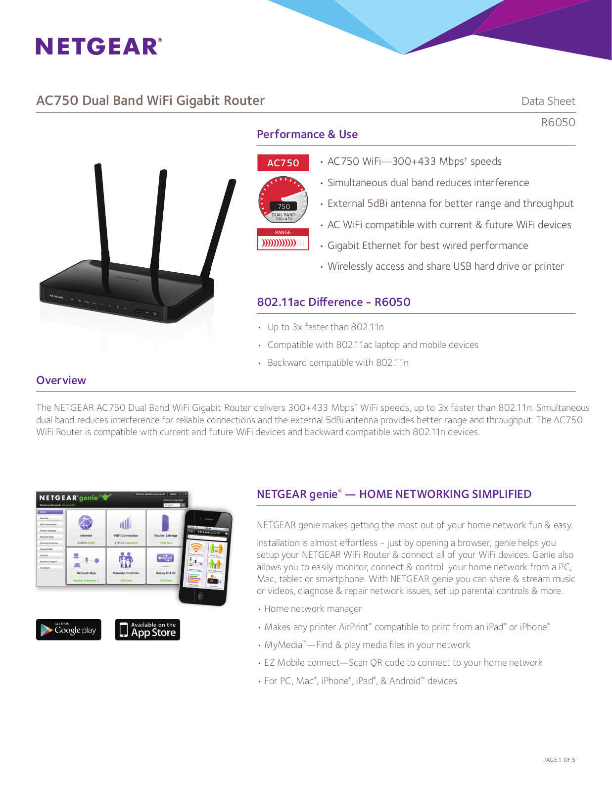 Netgear R6050 Data Sheet