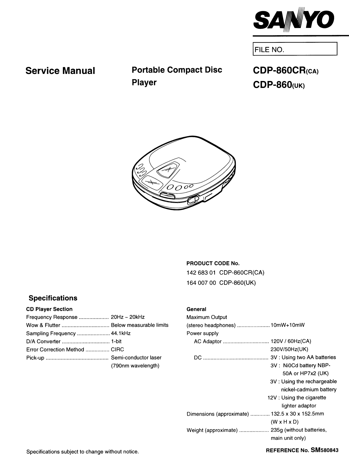 Sanyo CDP-860 Service manual