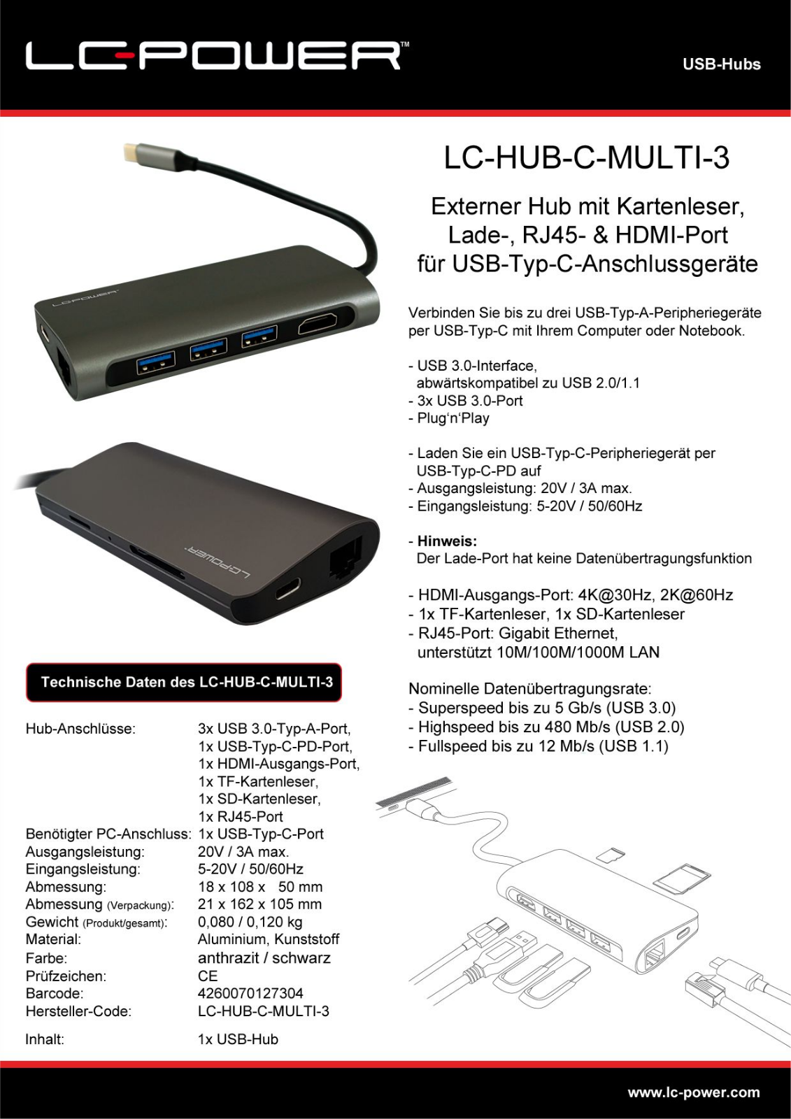 LC-Power LC-HUB-C-MULTI-3 User Manual