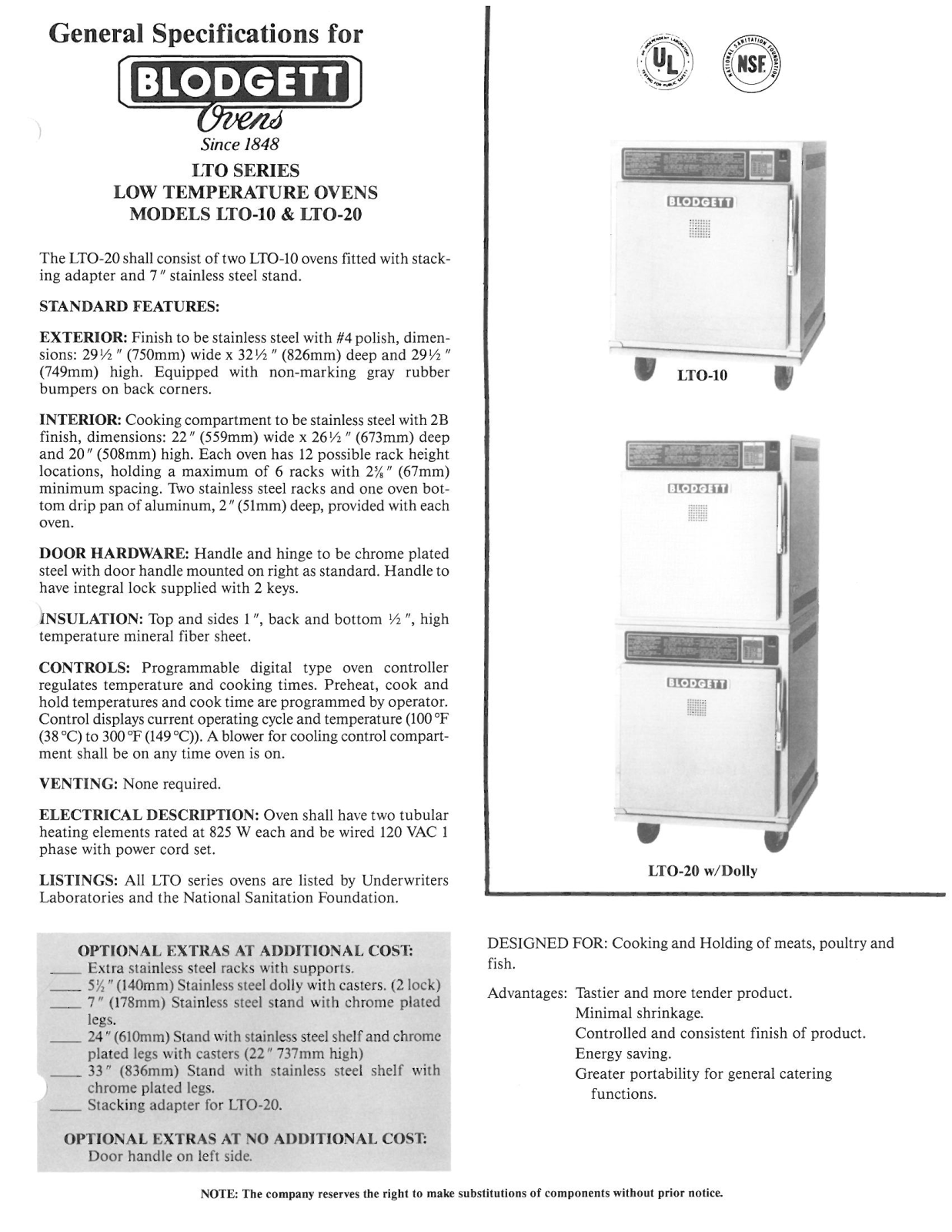 Blodgett LTO-20 User Manual