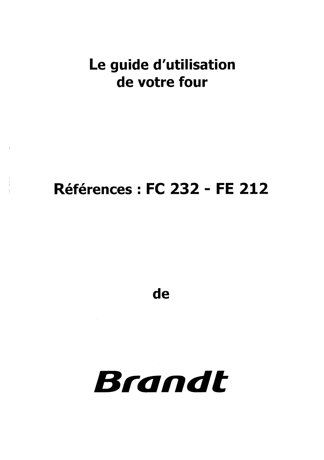 BRANDT FE212XCKD User Manual