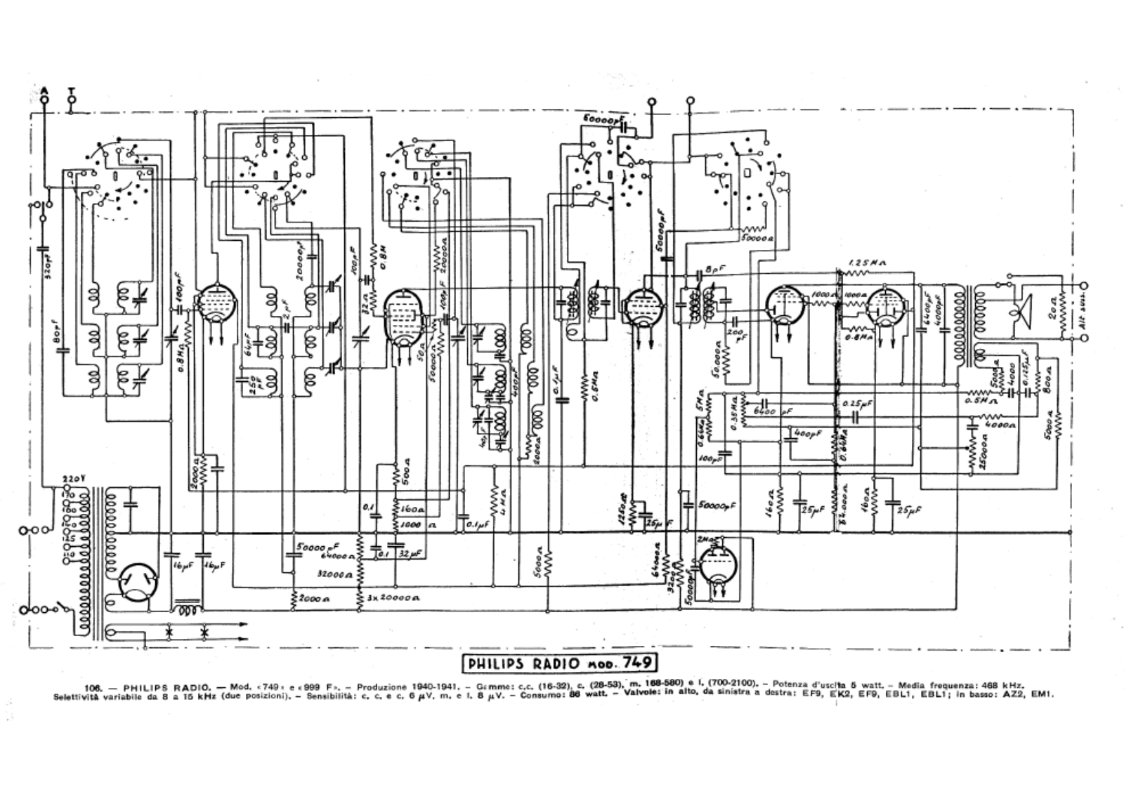 Philips 749, 999f schematic