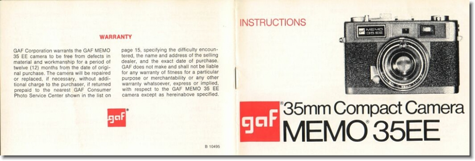 GAF 35EE Instruction Manual