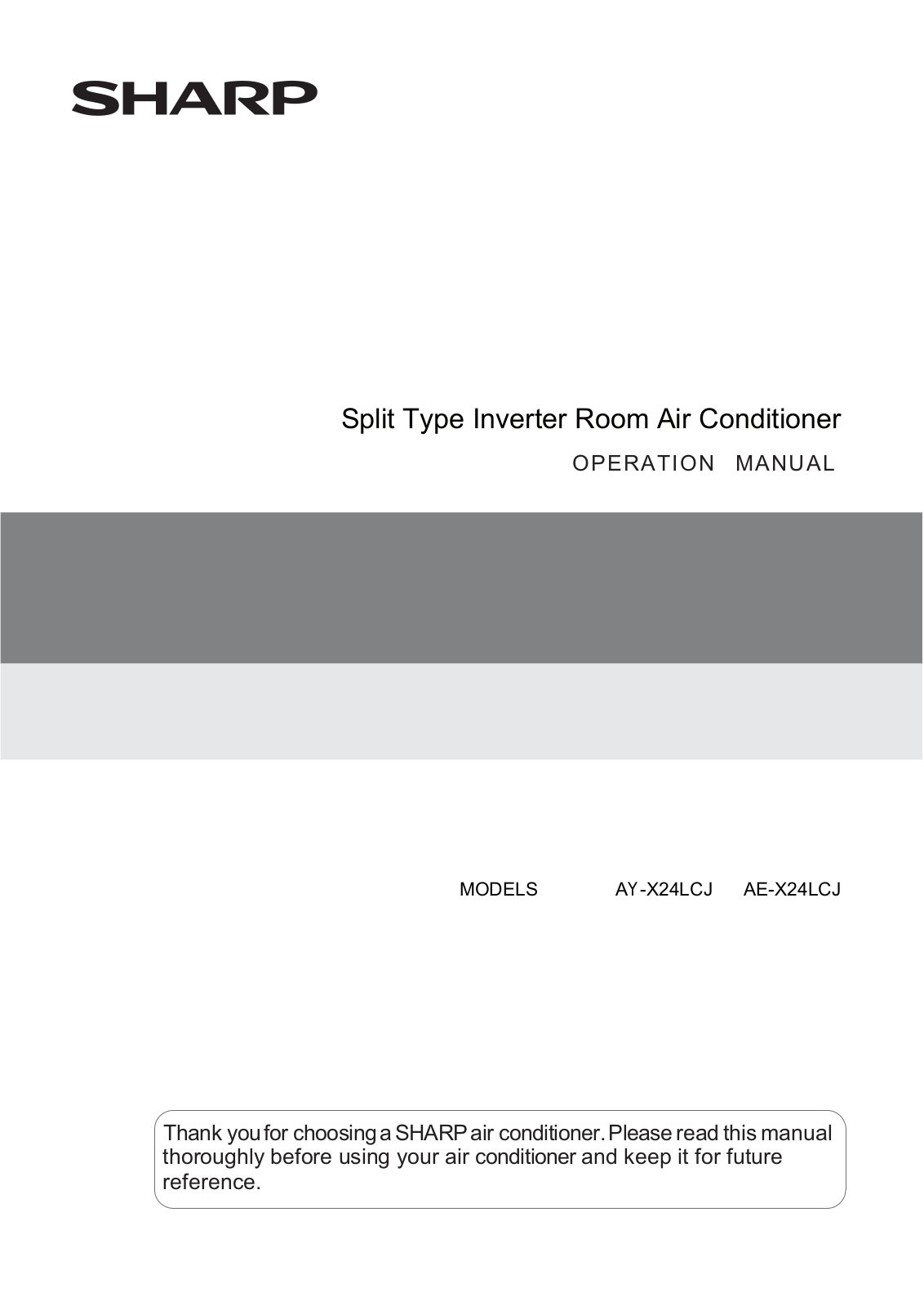 Sharp AE-X24LCJ, AY-X24LCJ User Manual