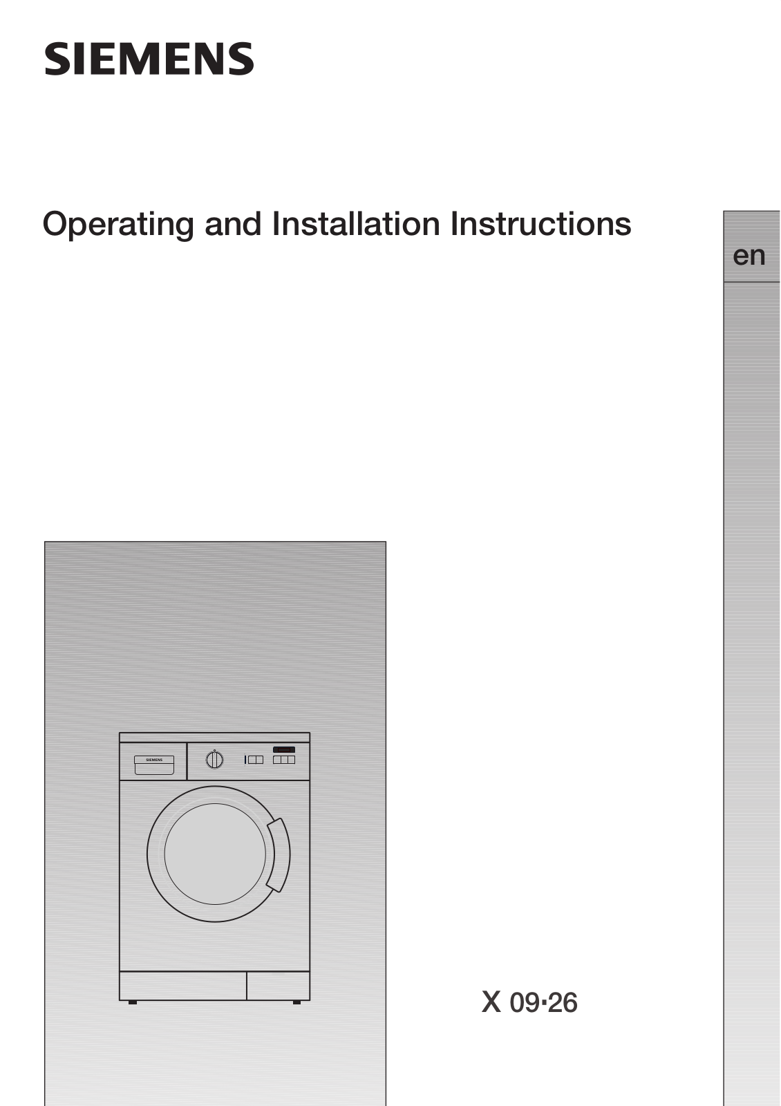 Siemens WS09X260 Operating  Instructions