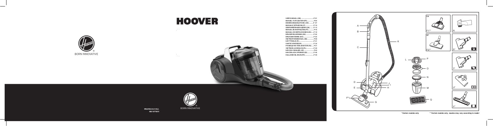 Hoover BR30PET 011 operation manual