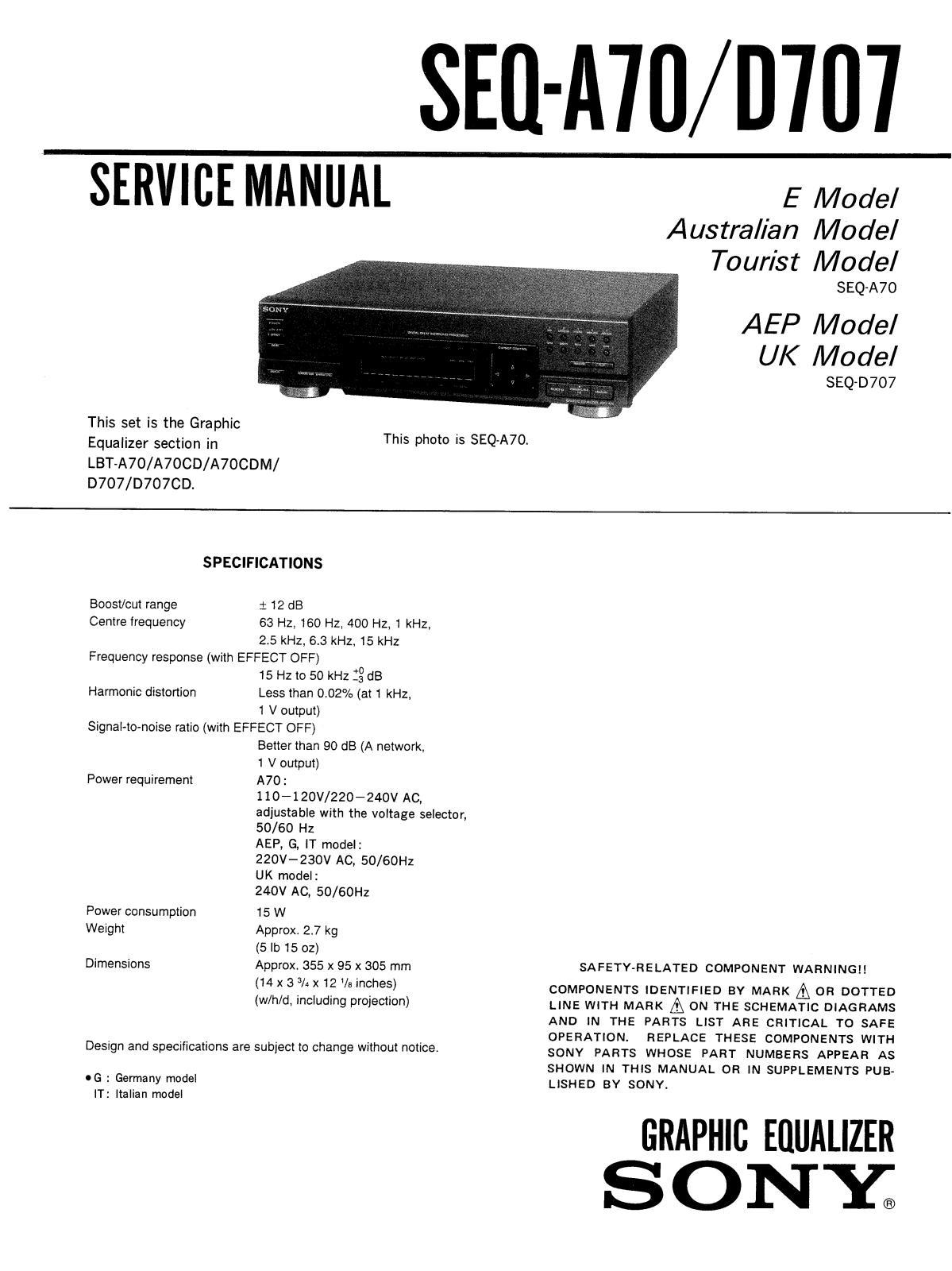 Sony SEQA-D707 Service manual