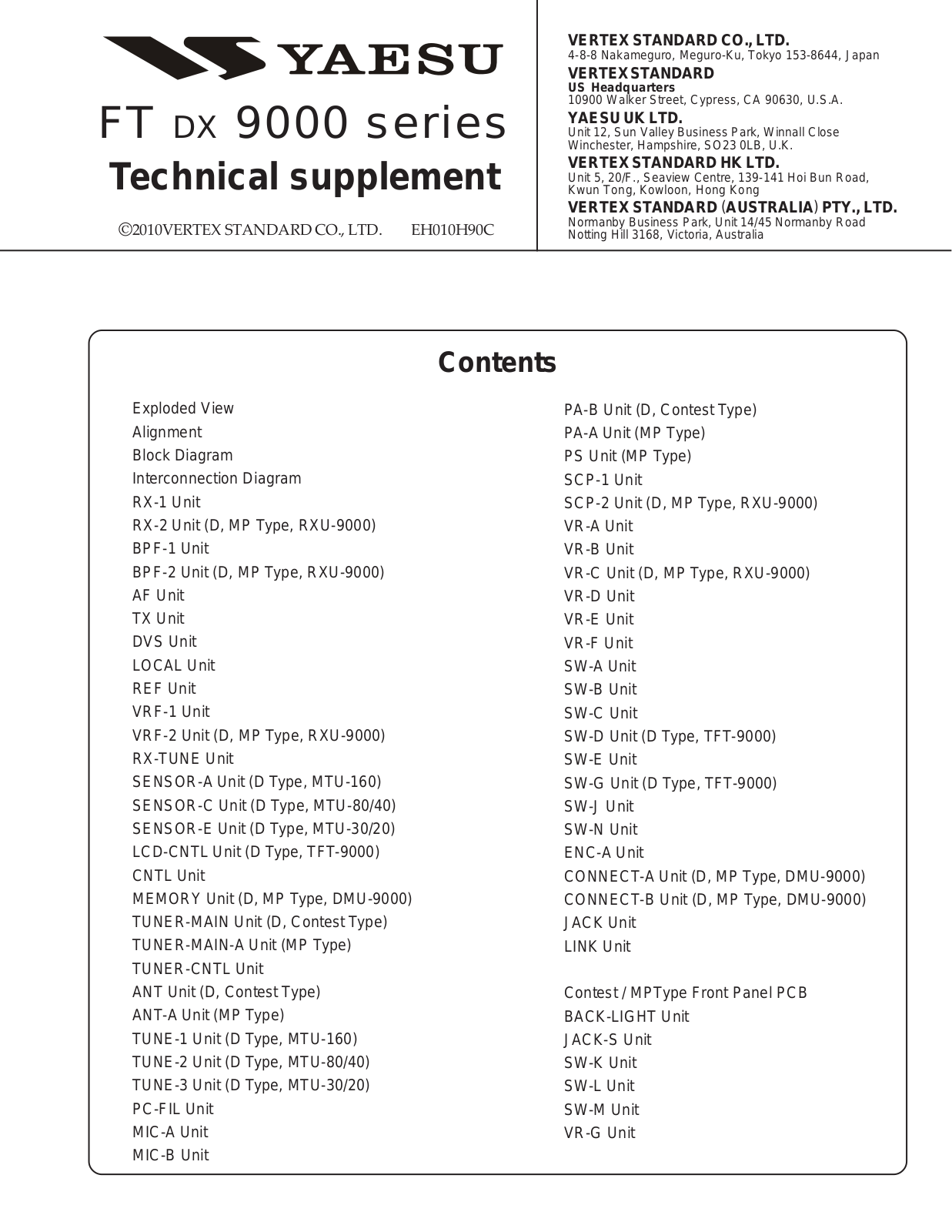 Yaesu FTDX9000 Service Manual