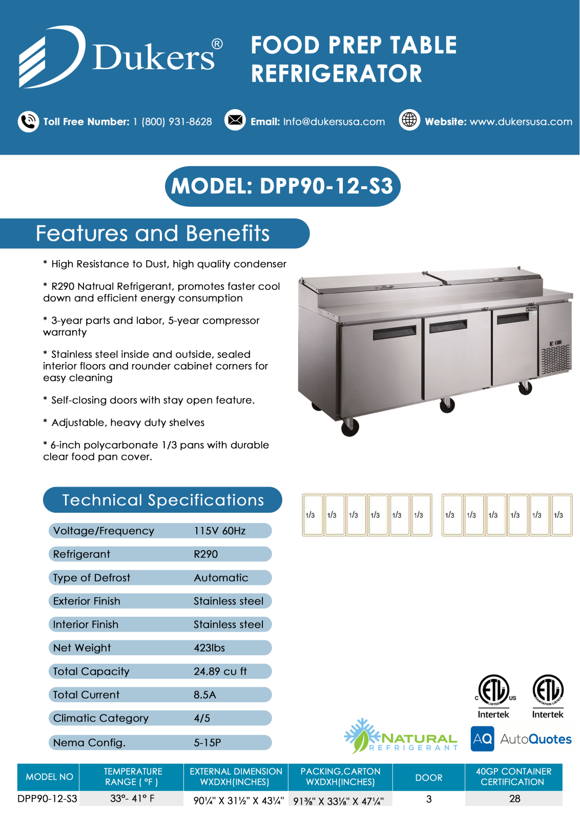 Dukers DPP9012S3 Specifications