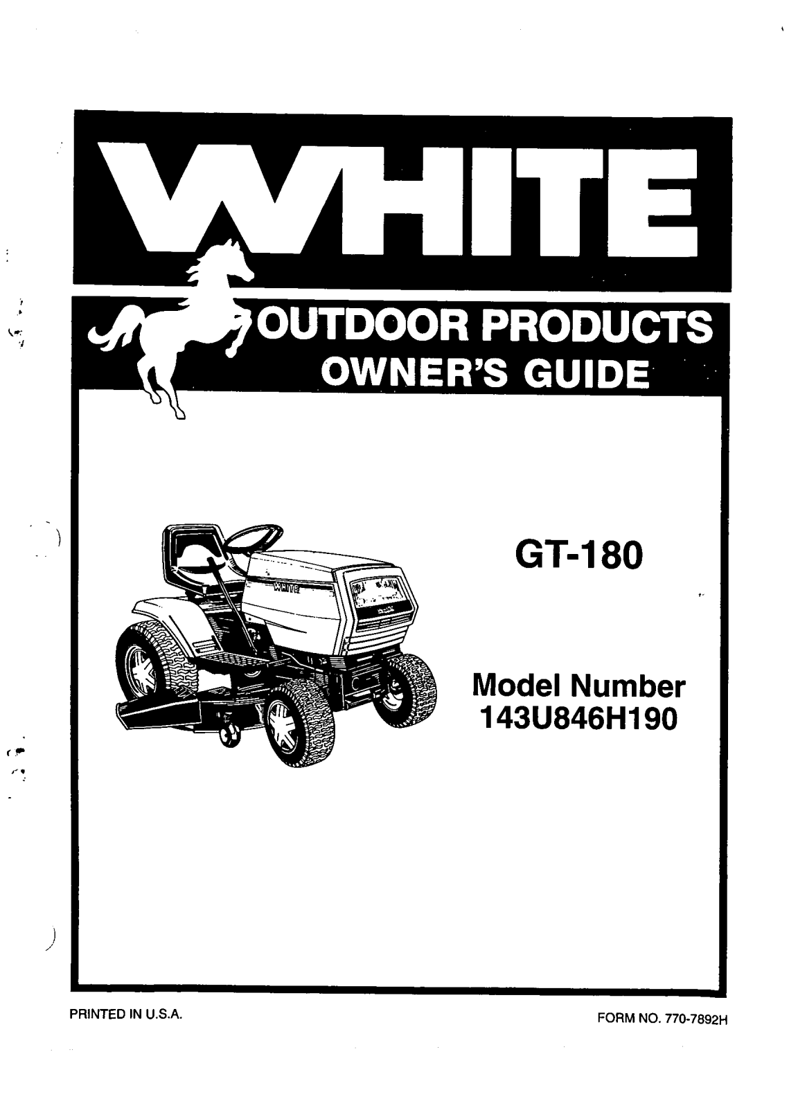 cub cadet GT180 operators Manual