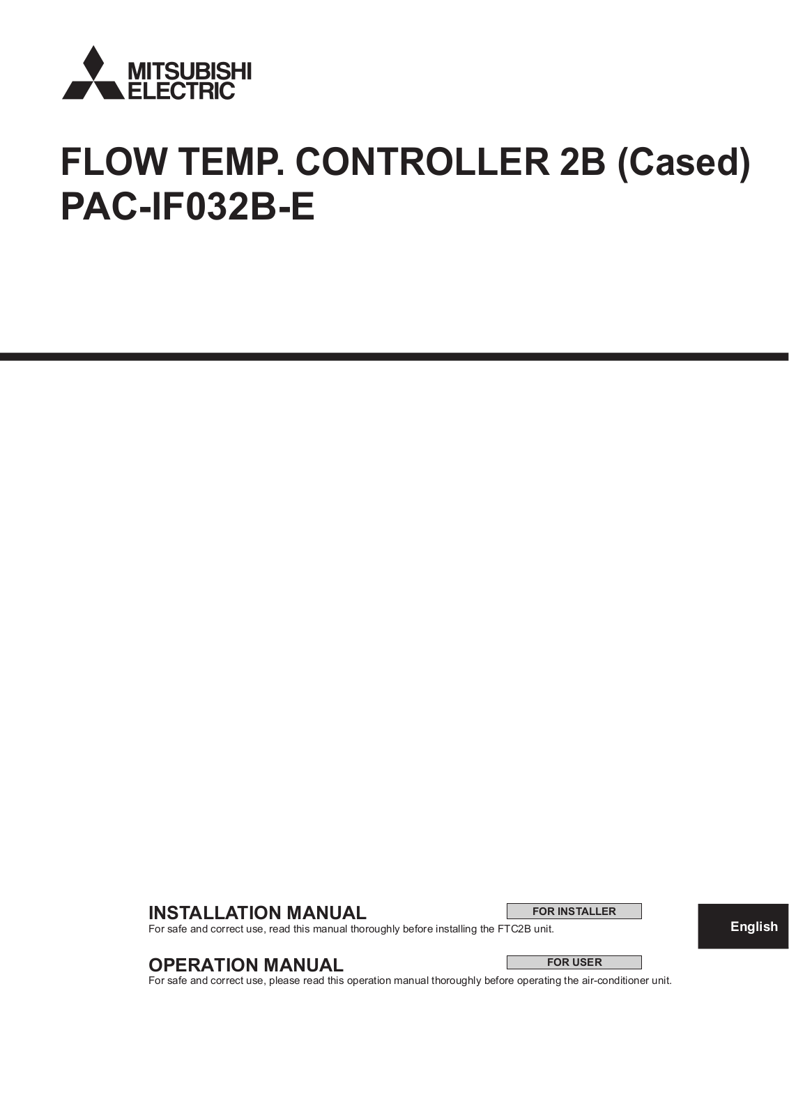 Mitsubishi Electric PAC-IF032B-E Installation And Operation Manual