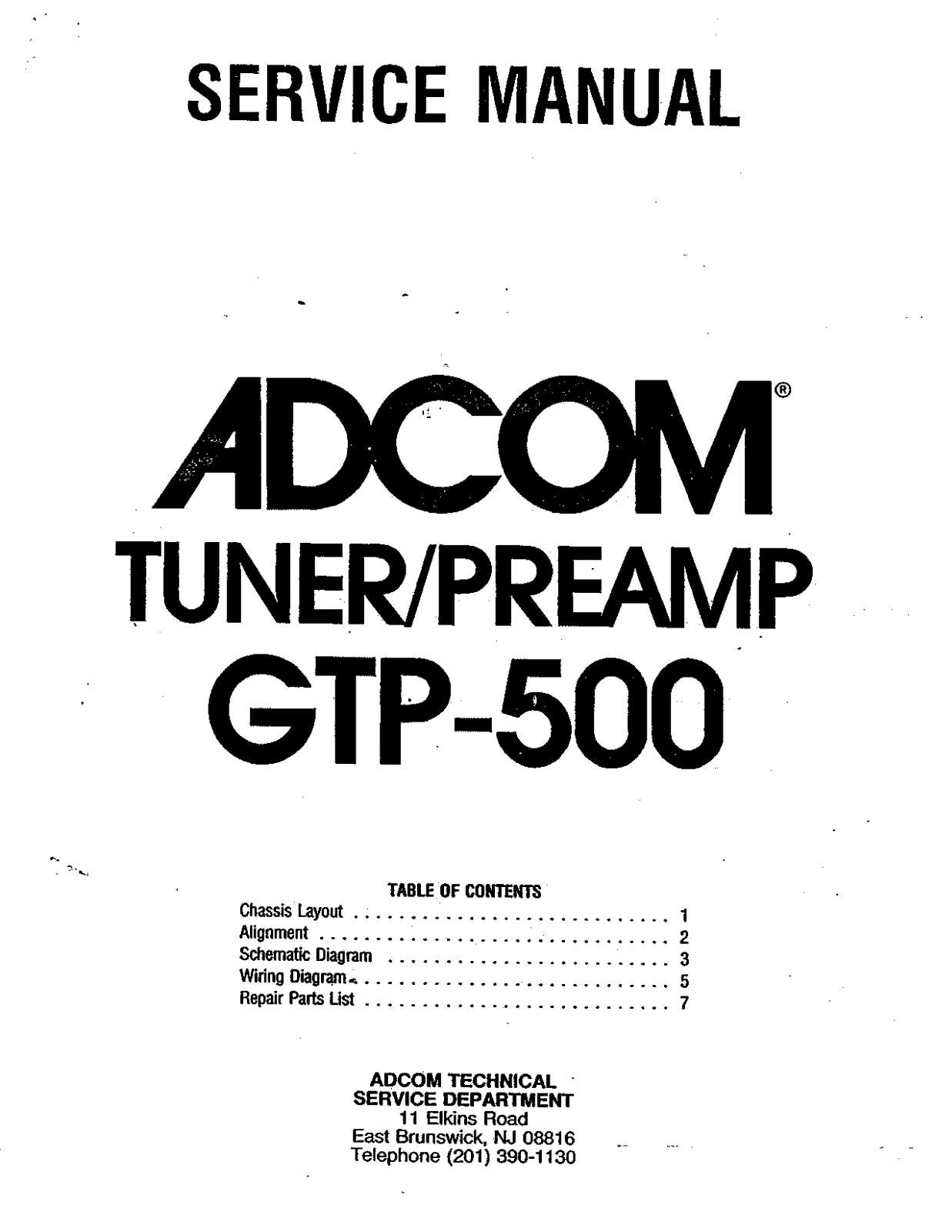 Adcom GTP-500 Service manual