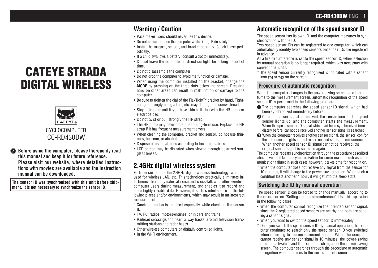 CatEye CC-RD430DW User Manual