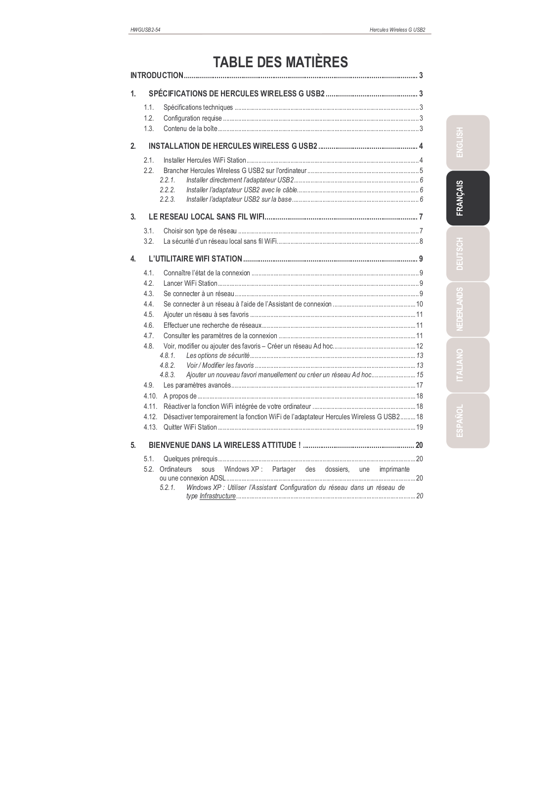 HERCULES WIRELESS G USB2 User Manual