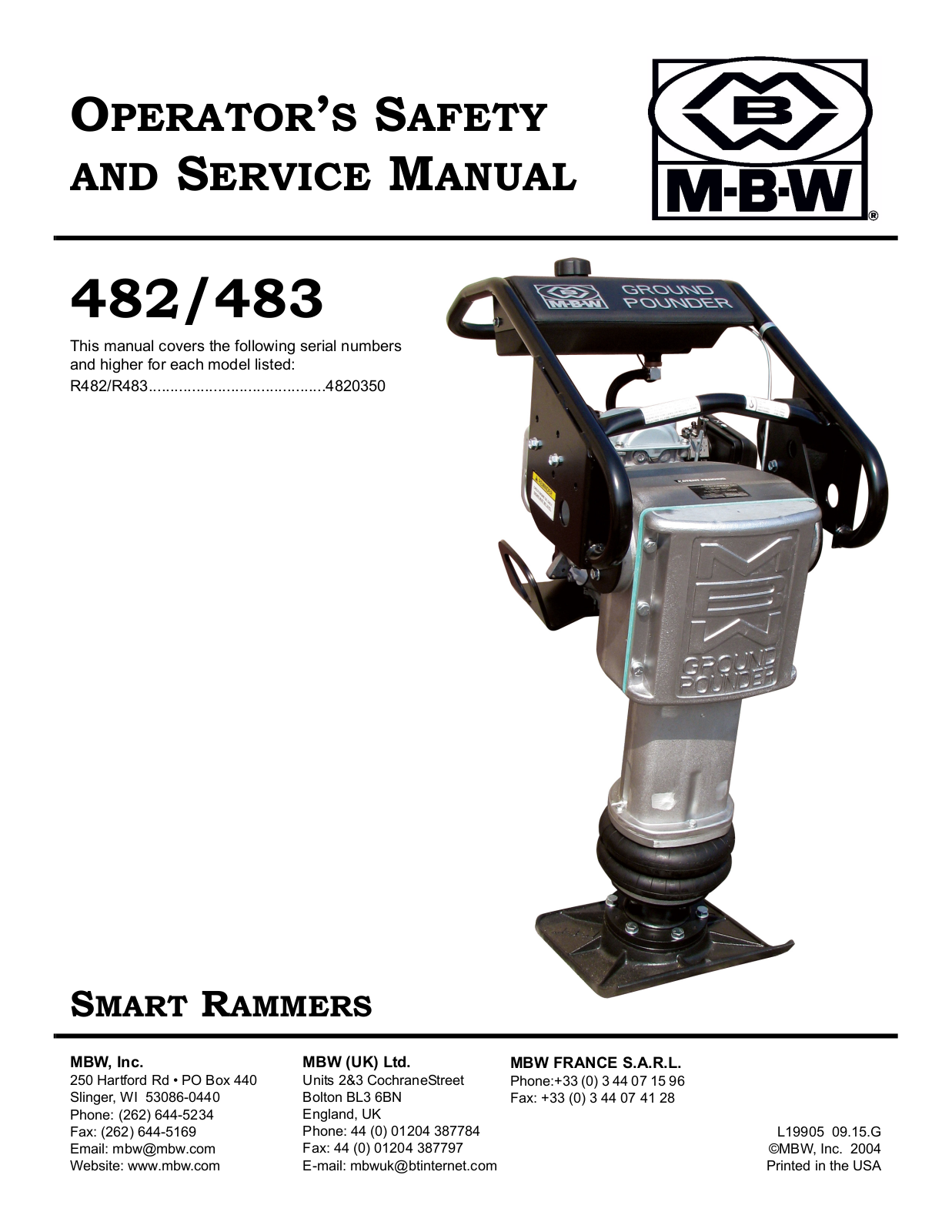 MBW 482, 483 SERVICE MANUAL