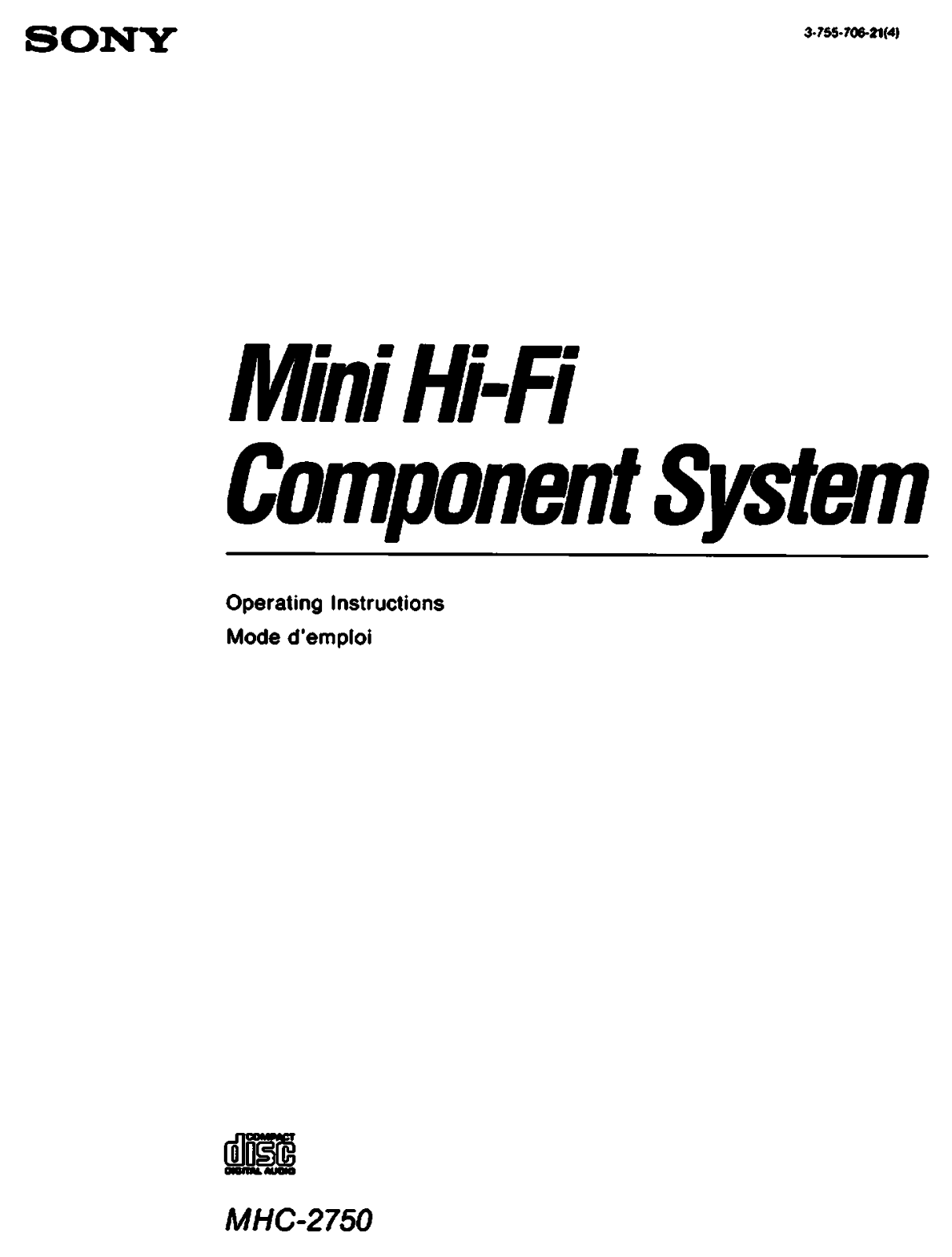 Sony MHC-2750 Operating Manual