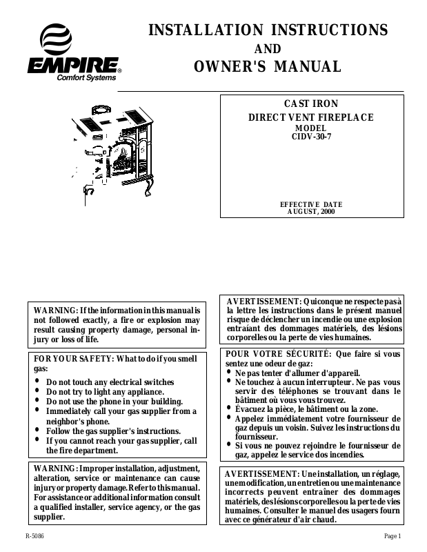 Empire Comfort Systems CIDV-30-7 User Manual