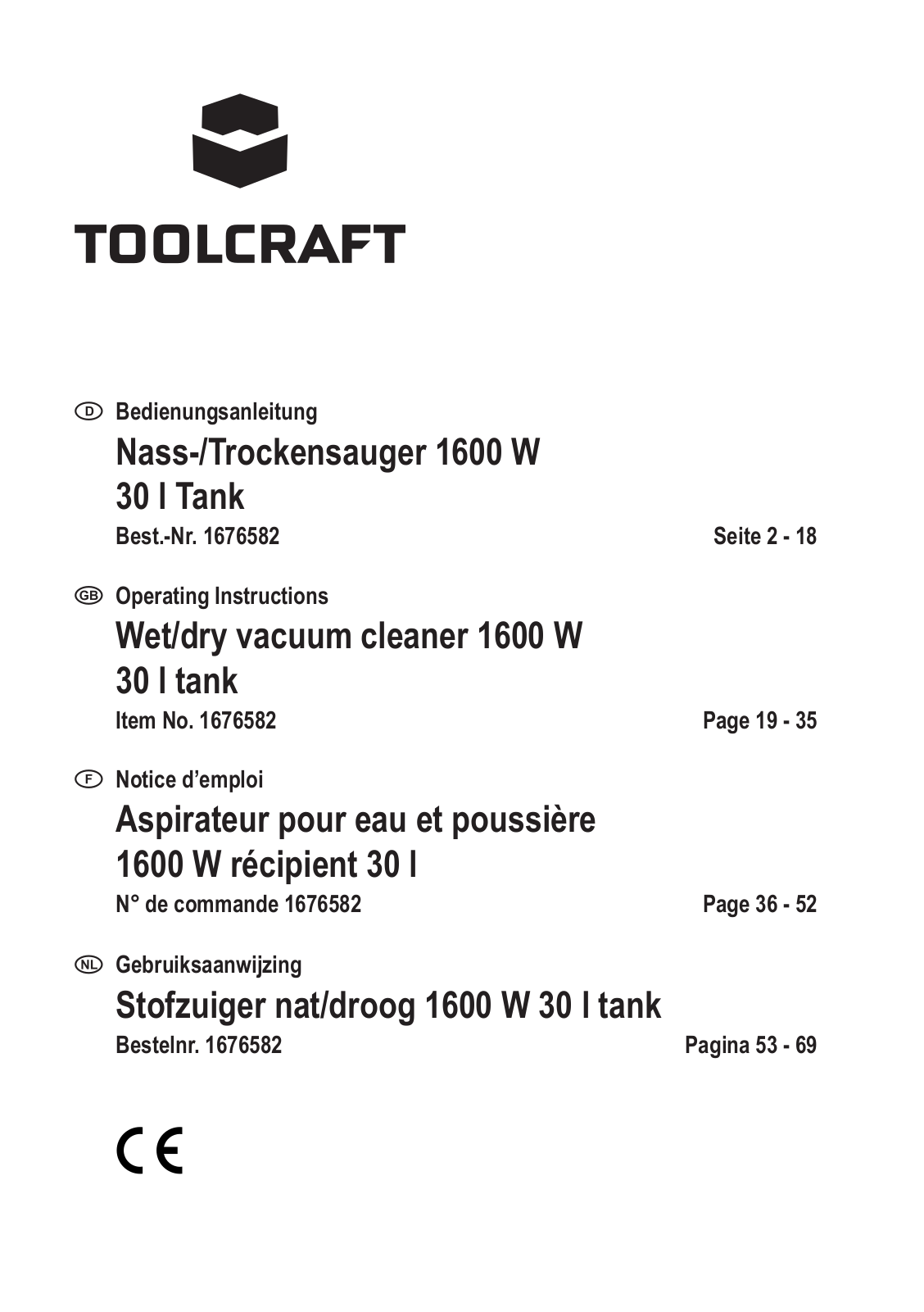 TOOLCRAFT 1676582 Instructions