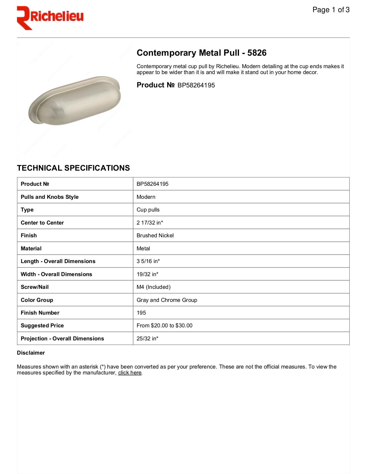 Richelieu RHC1255 Specifications - ManualMachine.com