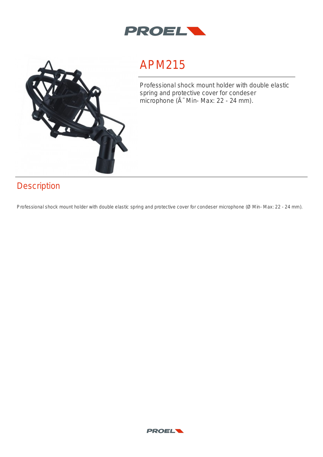 PROEL APM215 TECHNICAL SPECIFICATIONS - ManualMachine.com