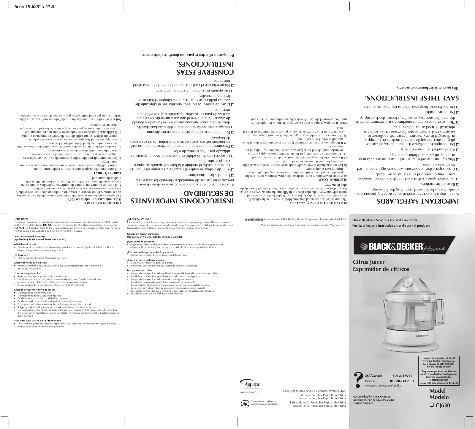 Black & Decker CJ630 User Manual