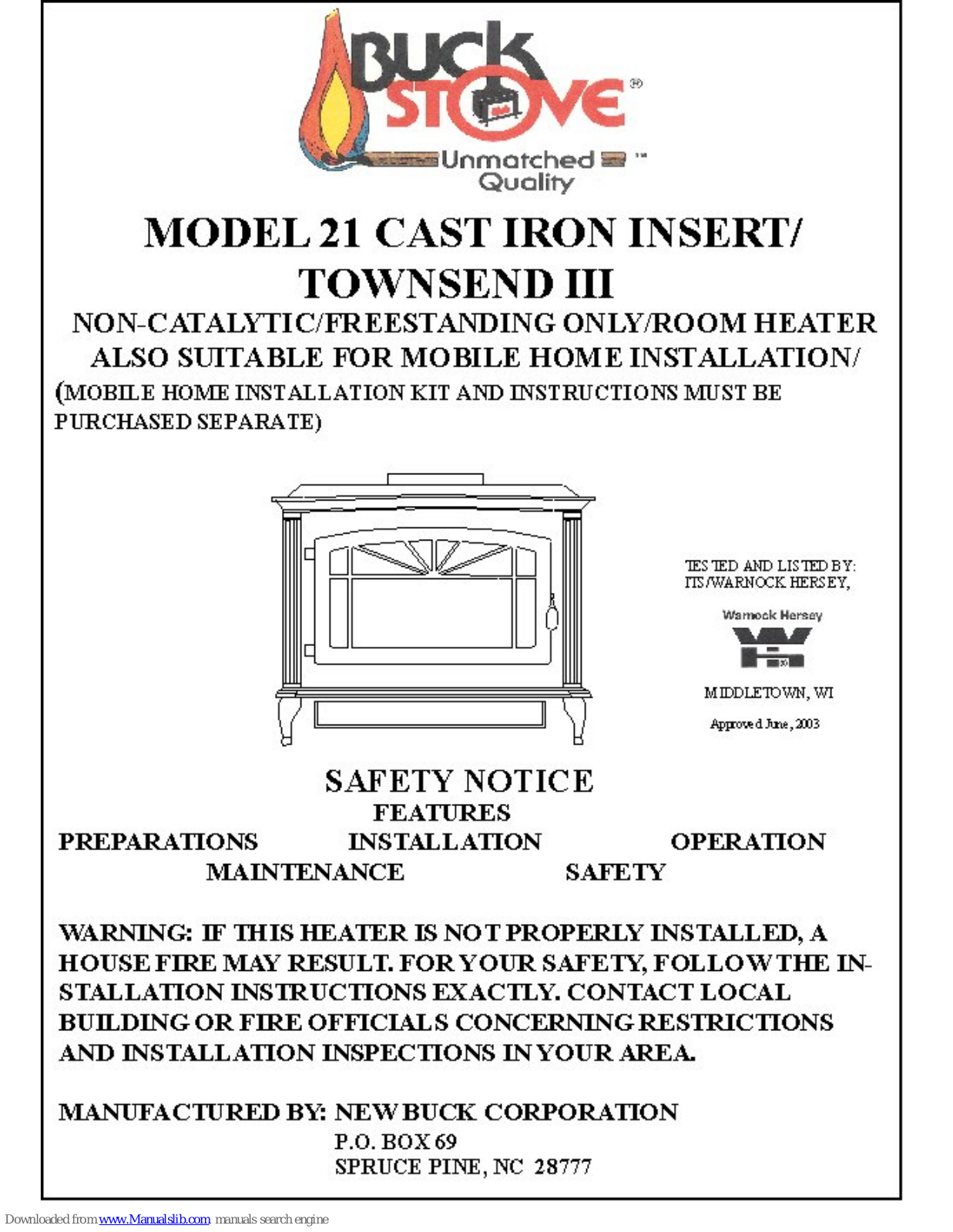 BuckMaster Model 21, Townsend III Important Instructions Manual - ManualMachine.com