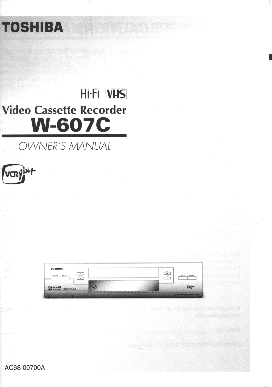 Toshiba W607C User Manual