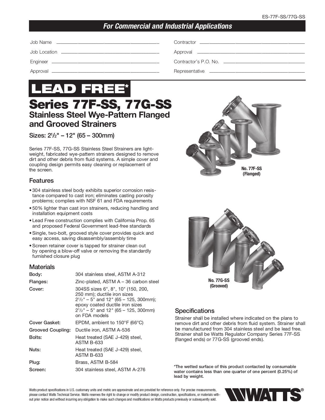 Watts 77G-SS User Manual