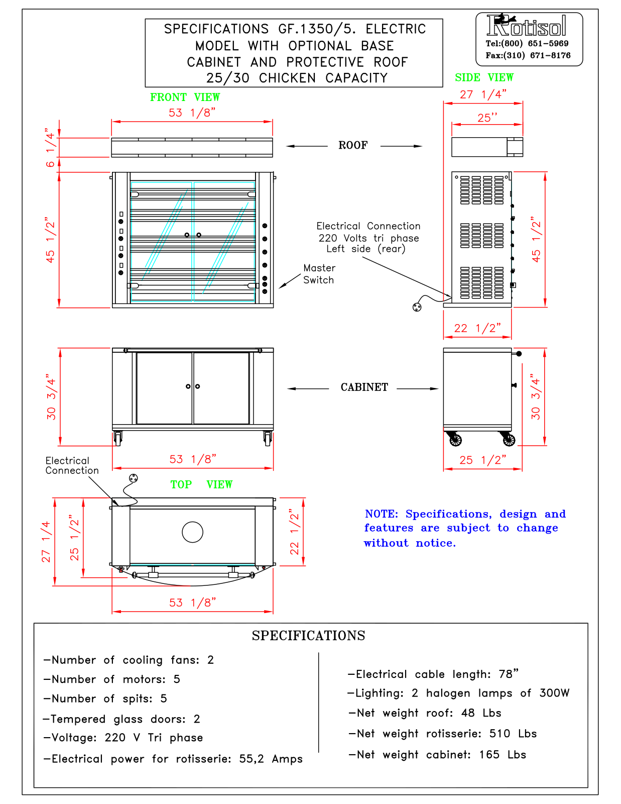 Rotisol GF 1350-5, sp135elc User Manual