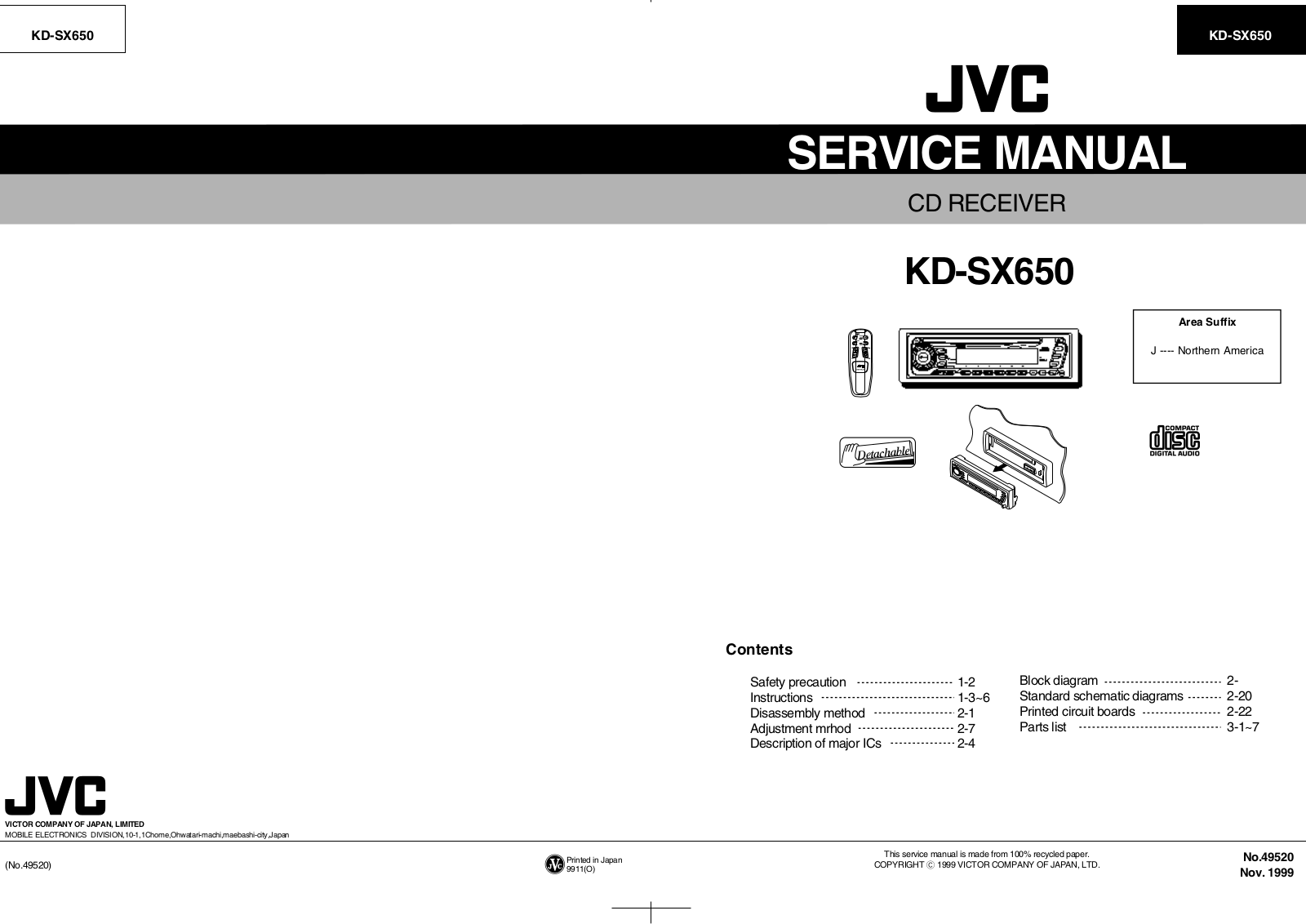 JVC KDSX-650 Service manual