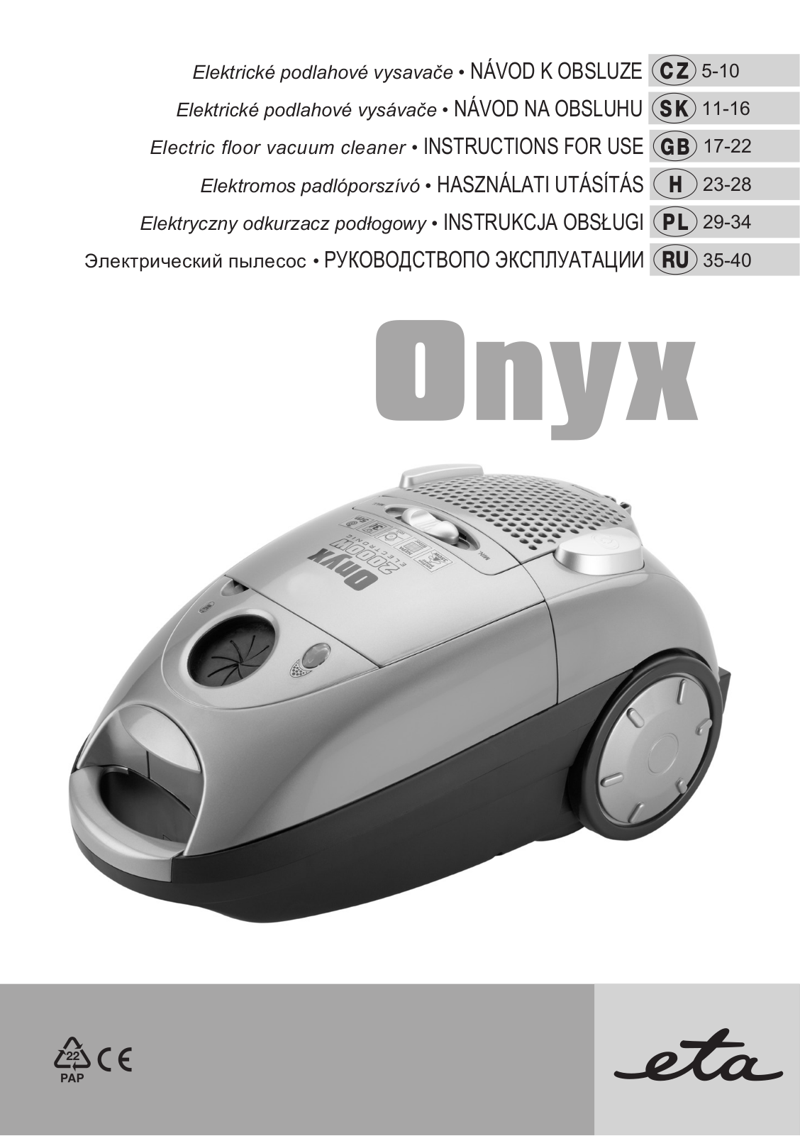 ETA Onyx 1466 90020, Onyx 1466 90030 User Manual