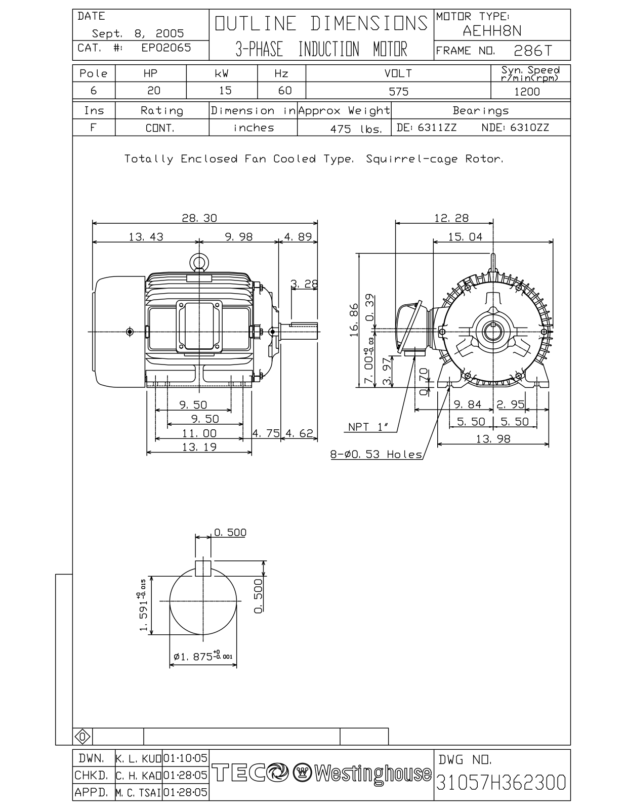 Datasheet EP02065 Reference Drawing (Teco) - ManualMachine.com