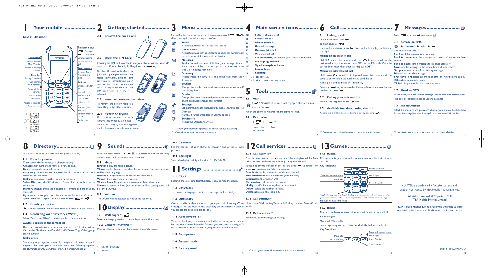 Alcatel OT-S107 User Manual