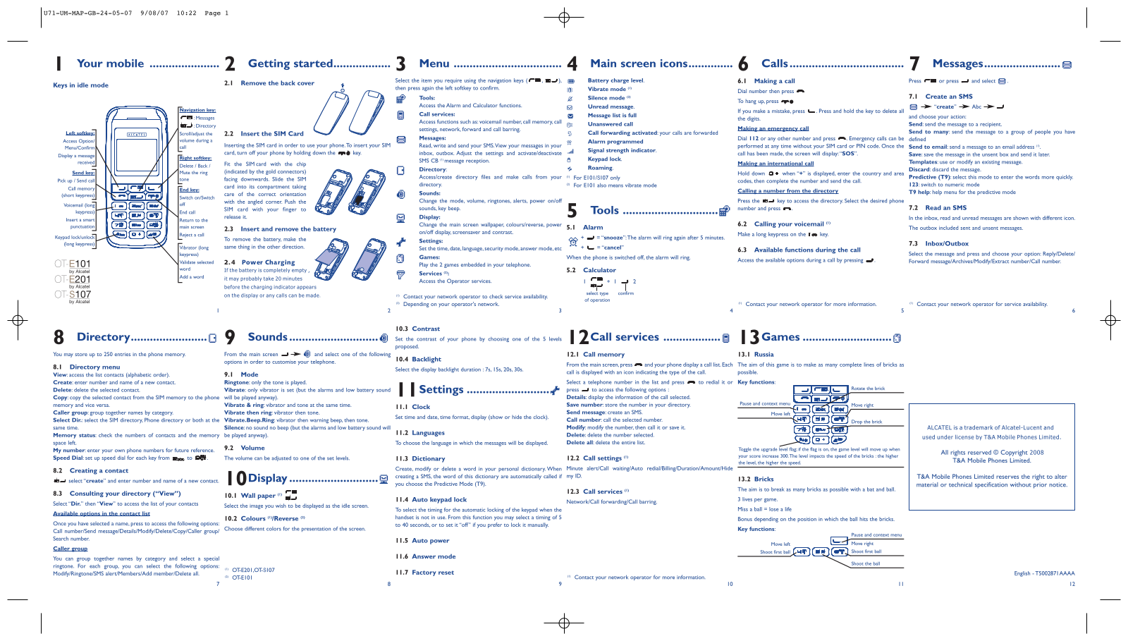 Alcatel OT-S107 Manual