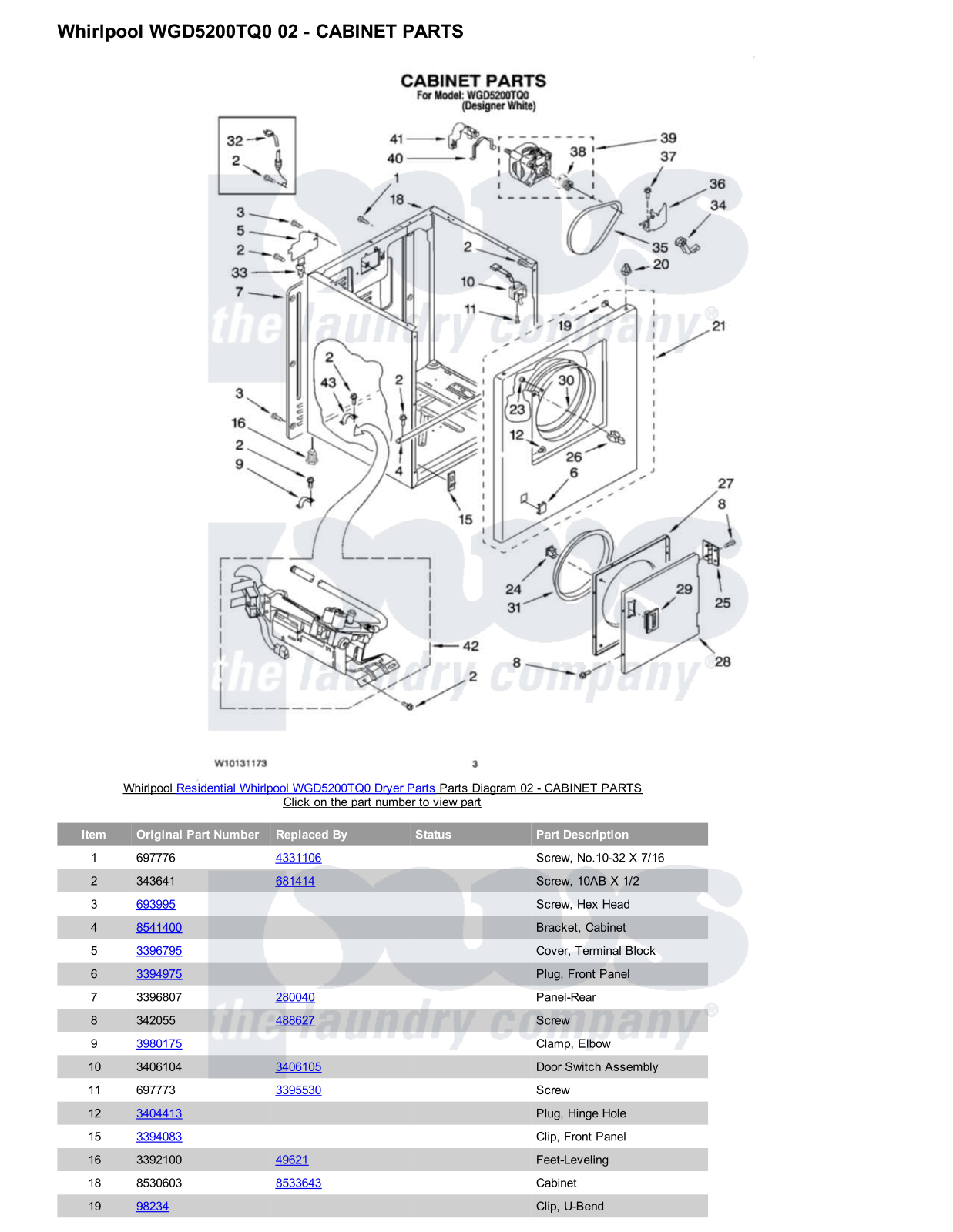 Whirlpool WGD5200TQ0 Parts Diagram