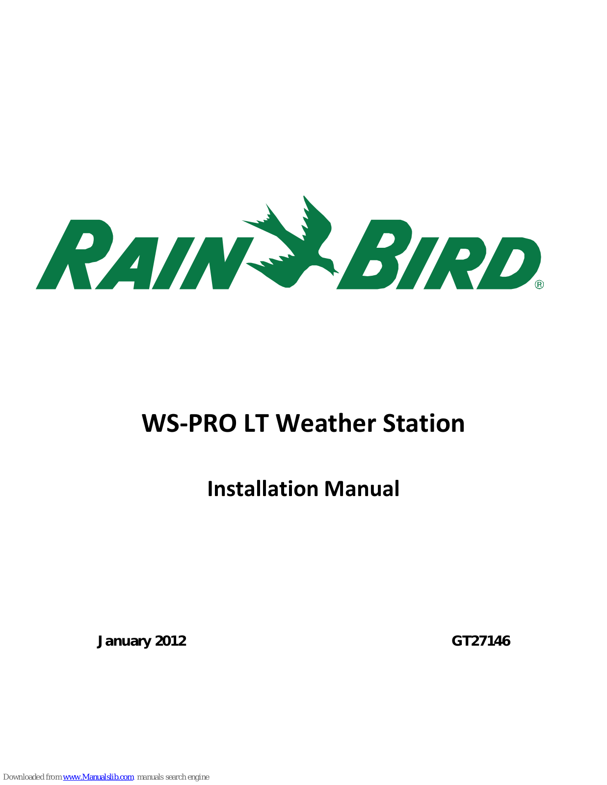 Rain Bird WS-PRO LT Installation Manual