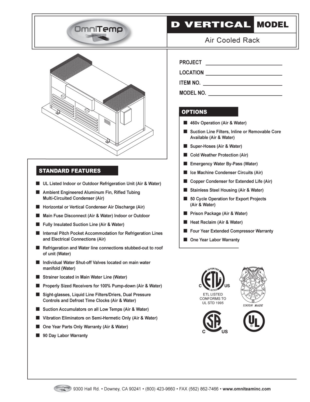 Omnitemp D VERTICAL User Manual